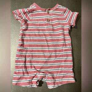 Red, Gray & White Striped Summer Romper